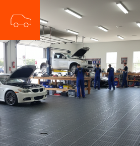 Dura Tile interlocking PVC flooring installed in a garage