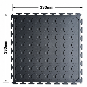Dura Tile PVC interlocking floor tile showing 333mm dimensions