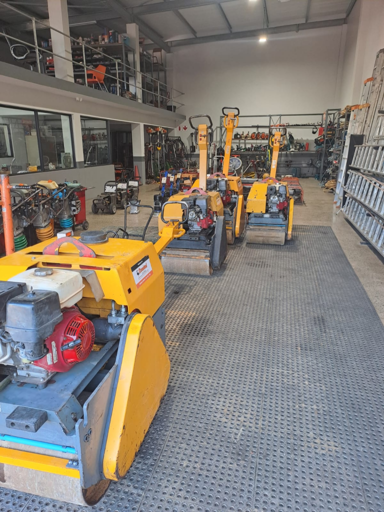 Dura Drain tiles used beneath machinery in a warehouse